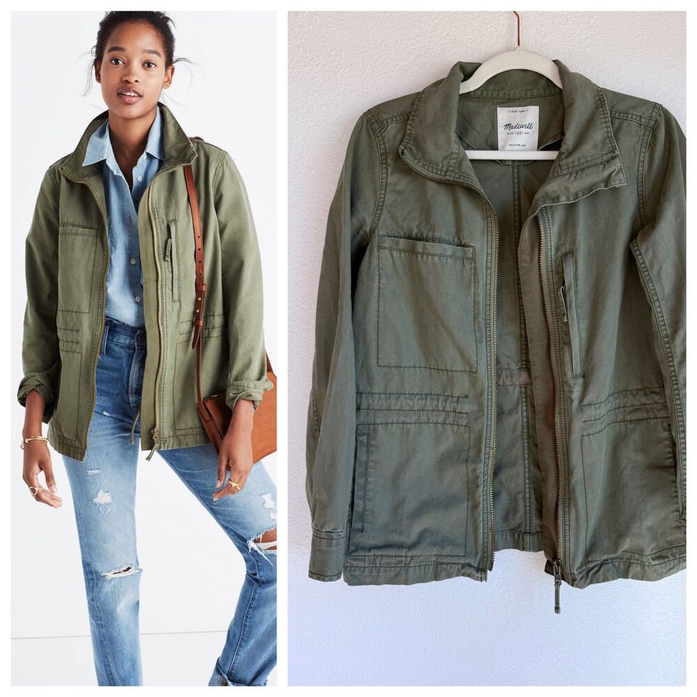 Madewell Fleet Jacket M Medium Olive Green Utility Military Field Coat EUC